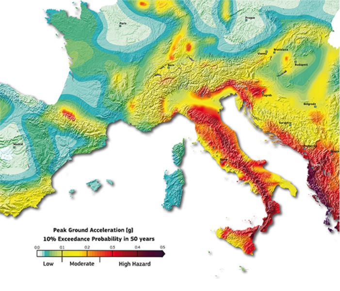 Erdbeben Zonen im Alpen Adria Raum | Grafik ETH Zürich